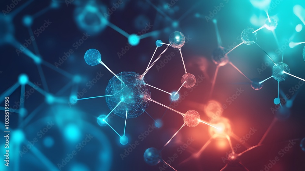 Wall mural abstract representation of interconnected molecular structures