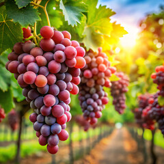 Naklejka premium bunch of grapes. grape, vine, vineyard, fruit, wine, grapes, agriculture, bunch, food, ripe, red, green, leaf, autumn, nature, harvest, blue, grapevine, cluster, plant, winery, crop, purple, fresh, bl