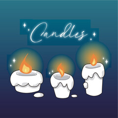 Candles candlelight set vector illustration
