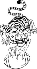 A tiger American football sports team cartoon animal mascot
