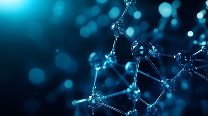 A Close-Up of a Molecular Structure with a Blue, Bokeh Background