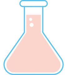 Illustration of a Tube Erlenmayer Flask in Pink and Blue Colors Vector Icon