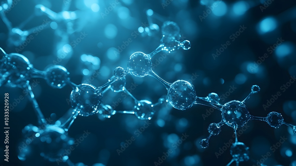 Wall mural abstract 3d rendering of a blue molecular structure