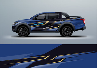 Sporty double cabin truck wrap car wrap livery design foe universal medium van vector eps10 ready print printable file	