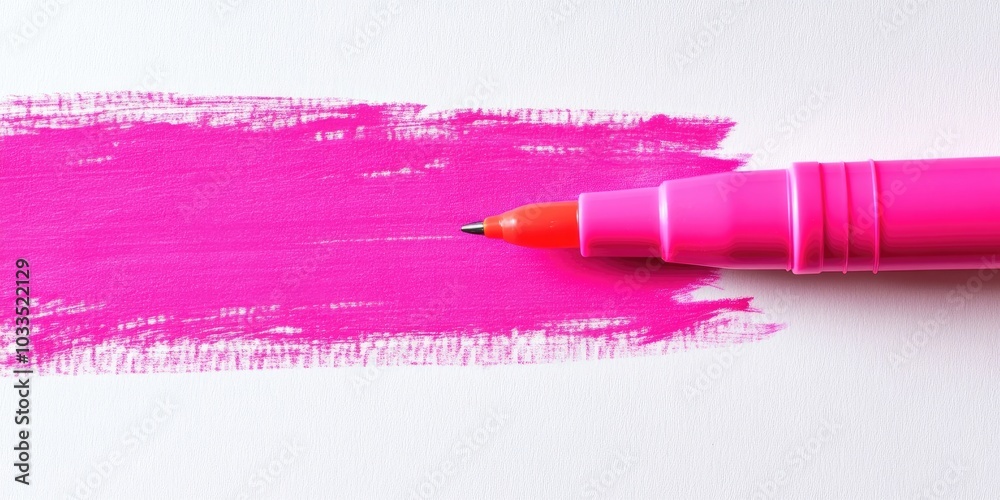 Aufkleber bright electric fluorescent neon pink felt tip pen marker highlighter painting a large horizontal ba