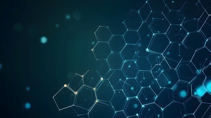 Fototapeta premium Abstract Pattern of Interconnected Hexagon Shapes with Glowing Lights