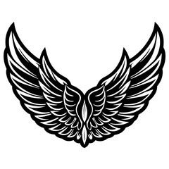 Obraz premium wings in the form of a heart. wing, wings, vector, eagle, heart, angel, bird, tattoo, illustration, feather, design, symbol, love, silhouette, art, flying, set, black, tribal, valentine, decoration, i