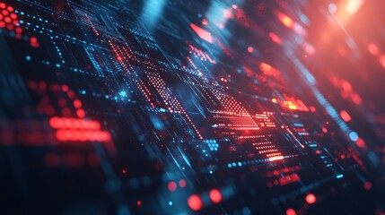 Obraz premium Futuristic Digital Circuitry with Red and Blue Illuminated Patterns