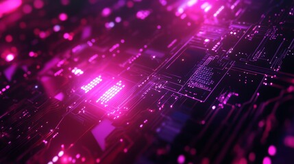 Fototapeta premium Futuristic Neon Circuit Board with Vibrant Pink Hues and Energy