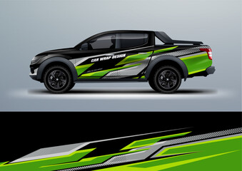 Obraz premium Sporty double cabin truck wrap car wrap livery design foe universal medium van vector eps10 ready print printable file 