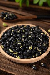 Black Soybean baked roasted fried shell cracked on table.