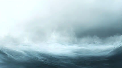 Obraz premium moody ocean waves with misty fog, serene and dramatic seascape in soft blue tones, atmospheric ocean scene for nature and abstract designs, peaceful yet mysterious coastal landscape