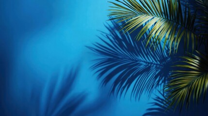 A nighttime scene with a view of palm trees under a clear sky,