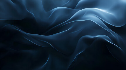 Obraz premium abstract dark flowing waves with soft blue light, smooth fluid motion texture, elegant and atmospheric design for modern backgrounds and creative digital artwork