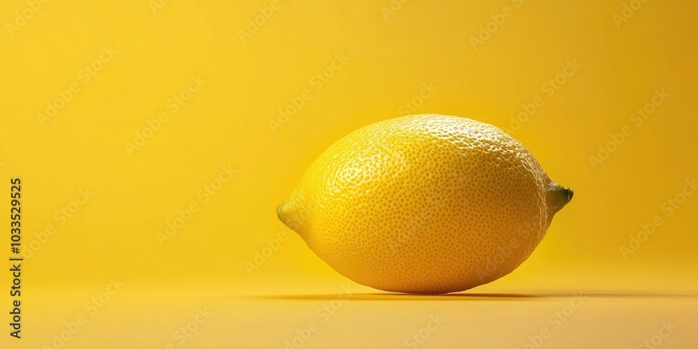 Poster lemon isolated on a yellow background. area for text or design.