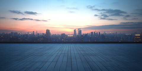 Building rooftops and city skyline
