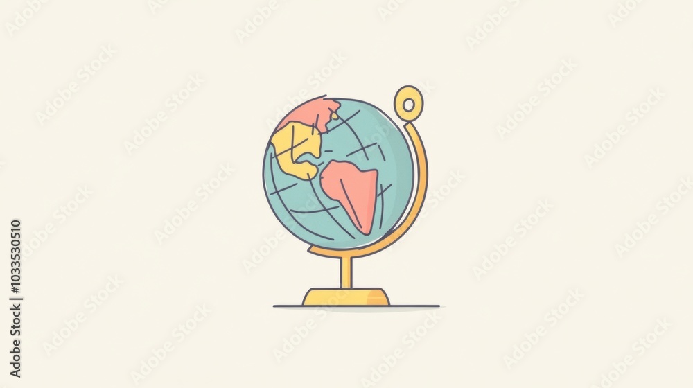 Fototapete A simple globe focuses on a single destination marked with a location pin, encouraging travel exploration and adventure. Generative AI