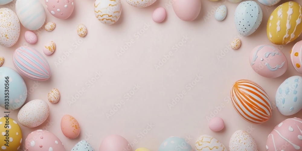 Poster easter eggs and blank space for your product or text decoration.