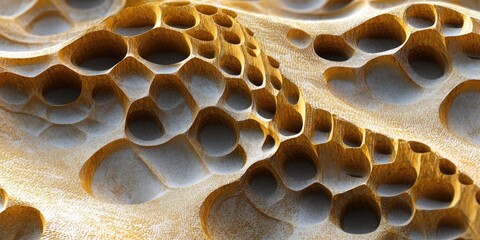 Abstract honeycomb with golden sand.