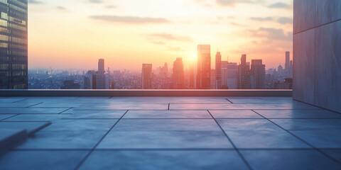 Building rooftops and city skyline
