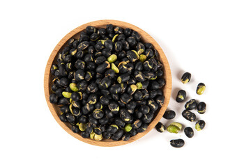 Black Soybean roasted shell cracked isolated  on white background.