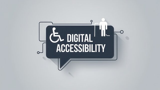 Concept of digital accessibility and inclusion featuring icons representing disability  assistive technologies