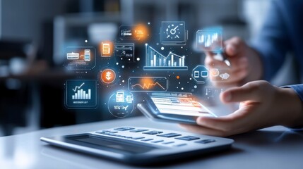 Obraz premium Digital Holographic Concept for Business Analytics