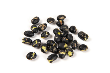 Black Soybean roasted shell cracked isolated  on white background.