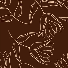 Trendy Artistic floral Beautiful Hand drawn flower seamless pattern brush strokes style. Trendy Graphic Design for Design for fashion , fabric, textile, wallpaper