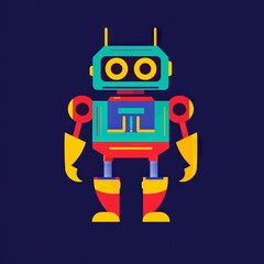 Fototapeta premium Colorful robot design. A cheerful robot design with vibrant colors, representing innovation and automation.