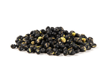 Black Soybean roasted shell cracked isolated  on white background.
