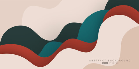 Abstract 3D colorful wave art background design with brown and green fluid combination for design. Eps10 vector