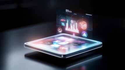Fototapeta premium Futuristic Holographic Device Displaying Data Insights