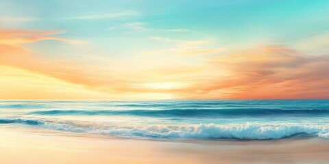 Obraz premium Sea beach with an abstract sunset sky background. Copyspace for summer vacation and travel ideas.