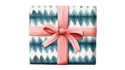 Obraz premium A beautifully wrapped gift with a vibrant pattern and a pink bow, perfect for any special occasion or celebration.