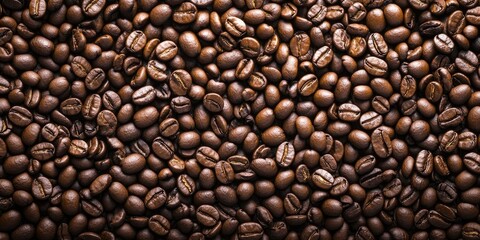 Fototapeta premium Freshly roasted coffee beans fill the entire frame.