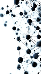 Abstract network of black spheres on white