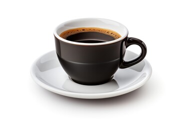 Fototapeta premium Black cup of coffee saucer drink mug.