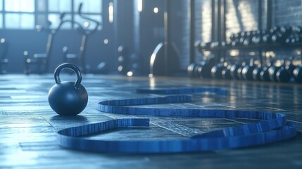 Kettlebell and tape in modern gym setting