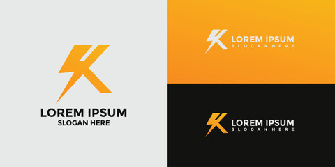 letter K logo combination with electricity