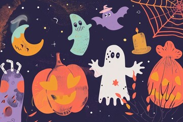 Cute halloween illustration festival art.