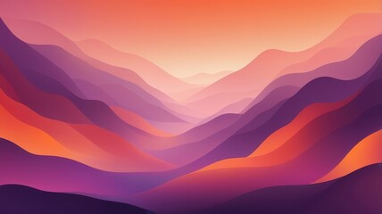 Abstract Mountain Landscape at Sunset: A stunning abstract representation of a mountain range at sunset, featuring vibrant gradients of orange, purple, and pink hues