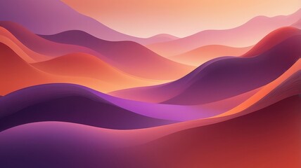 Abstract Mountain Landscape at Sunset: A stunning abstract representation of a mountain range at sunset, featuring vibrant gradients of orange, purple, and pink hues