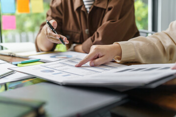 Business People brainstorming Meeting Design Ideas use post it notes to share idea professional investor start up project business brainstorming planning in office