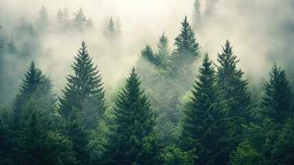 Majestic Forest in Fog