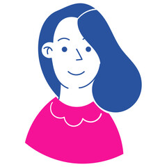 Avatar, portrait of a girl, woman in a simple, flat, linear style. Doodle art.