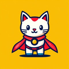 Superhero cat. Cute cartoon cat in superhero costume, ready for action.