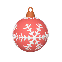 3d red Christmas ball with snowflakes. 3d rendering