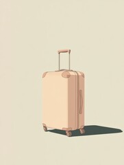 This illustration features a sleek suitcase with a convenient handle, highlighted by simple shapes and shadows against a neutral background. Generative AI