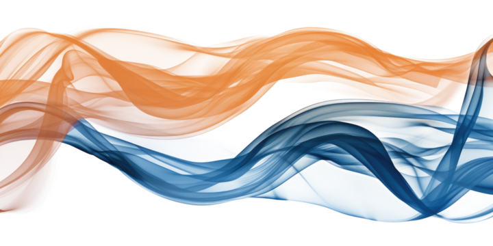 orange blue smoke isolated on white or transparent png